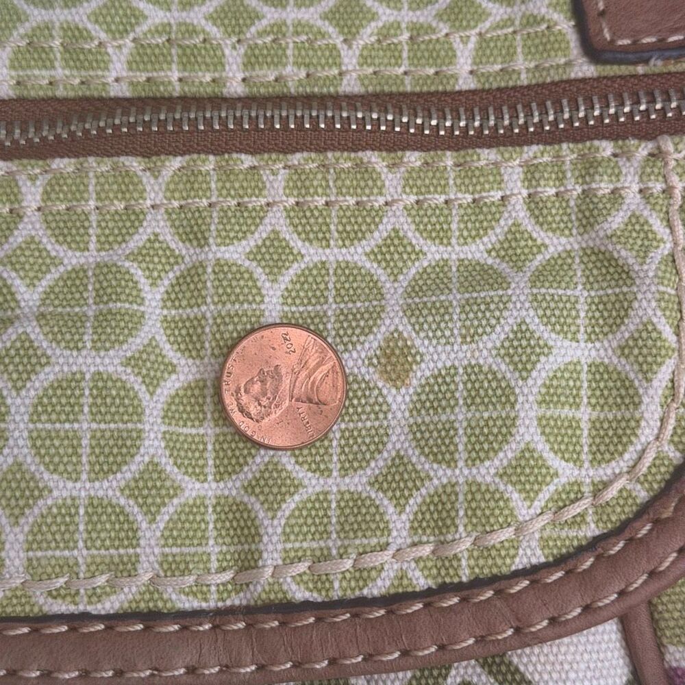 Fossil Y2K Canvas Key-Per Crossbody Bag Green Geometric Adjustable Shoulder EUC - Picture 15 of 15